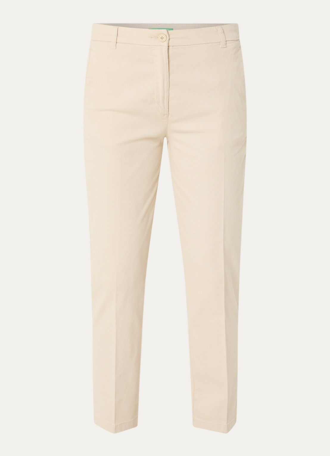 Benetton High waist tapered fit cropped chino met steekzakken - voorkant zand