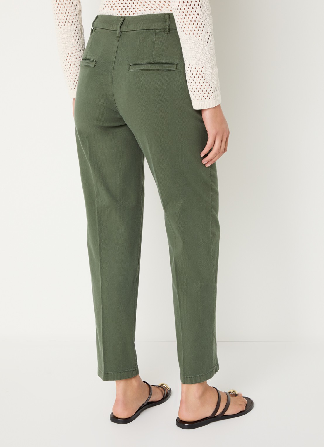 Benetton High waist tapered fit cropped chino met steekzakken - achterkant 3 groen