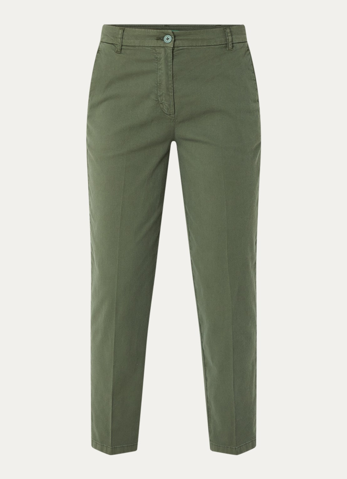 Benetton High waist tapered fit cropped chino met steekzakken - voorkant groen