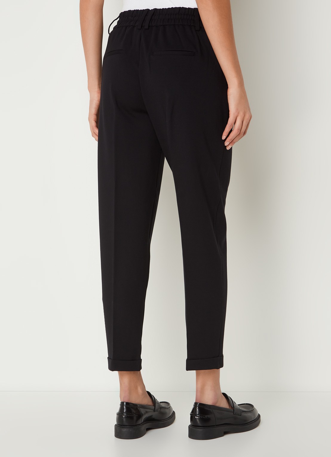 Benetton High waist tapered fit cropped pantalon met trekkoord - achterkant 3 zwart