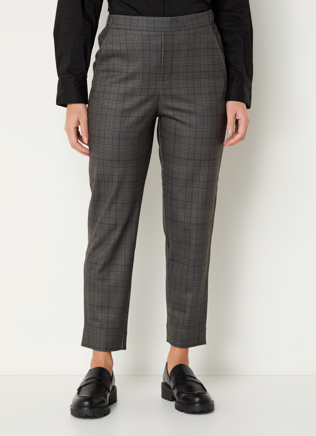 Benetton High waist tapered fit pantalon met steekzakken - detail 2 grijs