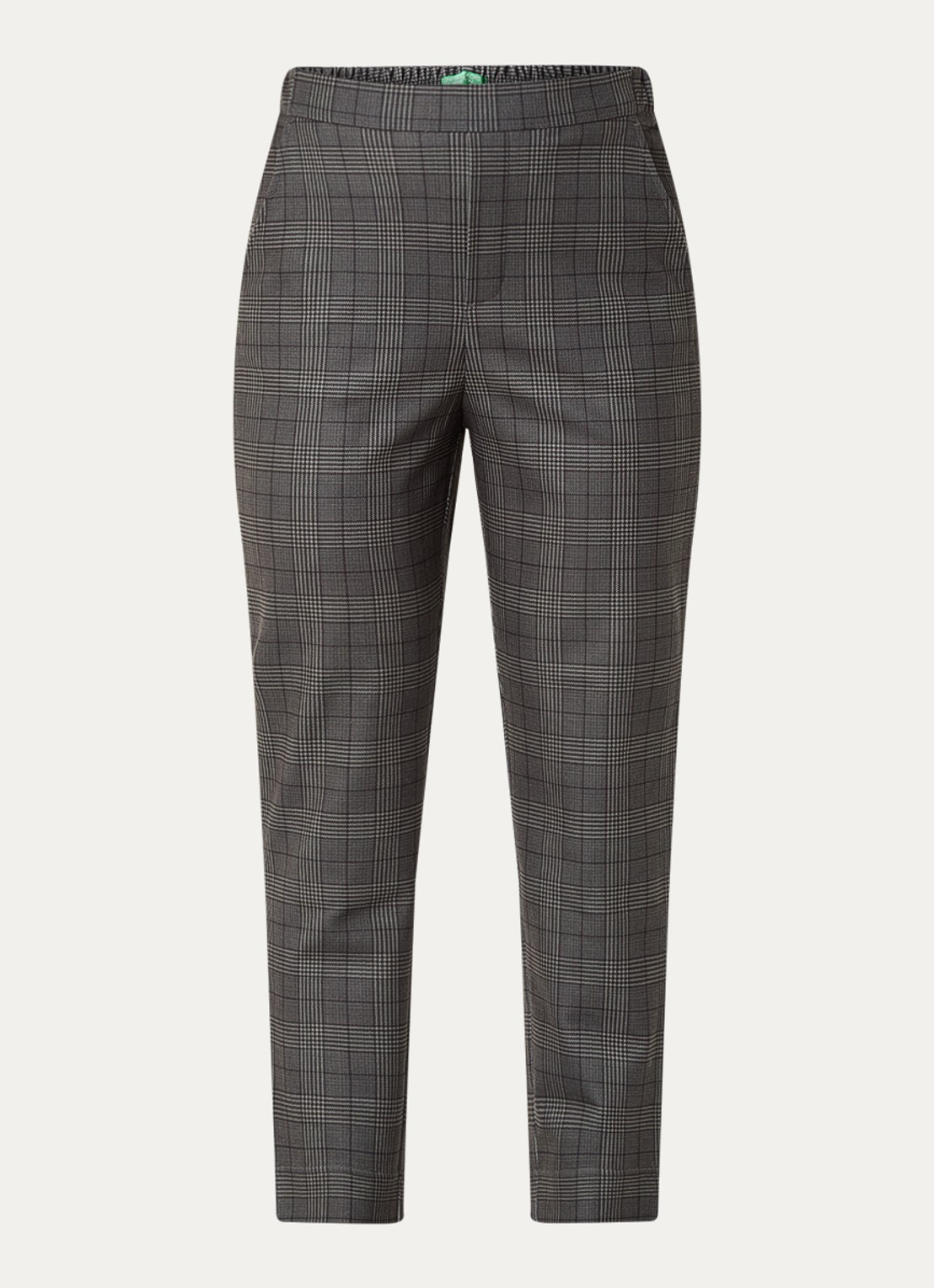 Benetton High waist tapered fit pantalon met steekzakken - voorkant 3 grijs