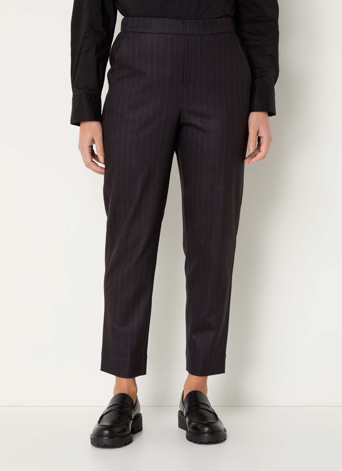Benetton High waist tapered fit pantalon met steekzakken - detail 2 donkerblauw