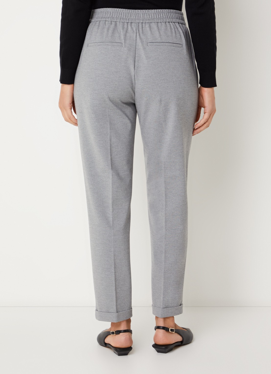 Benetton High waist tapered fit pantalon met steekzakken - achterkant 2 grijs