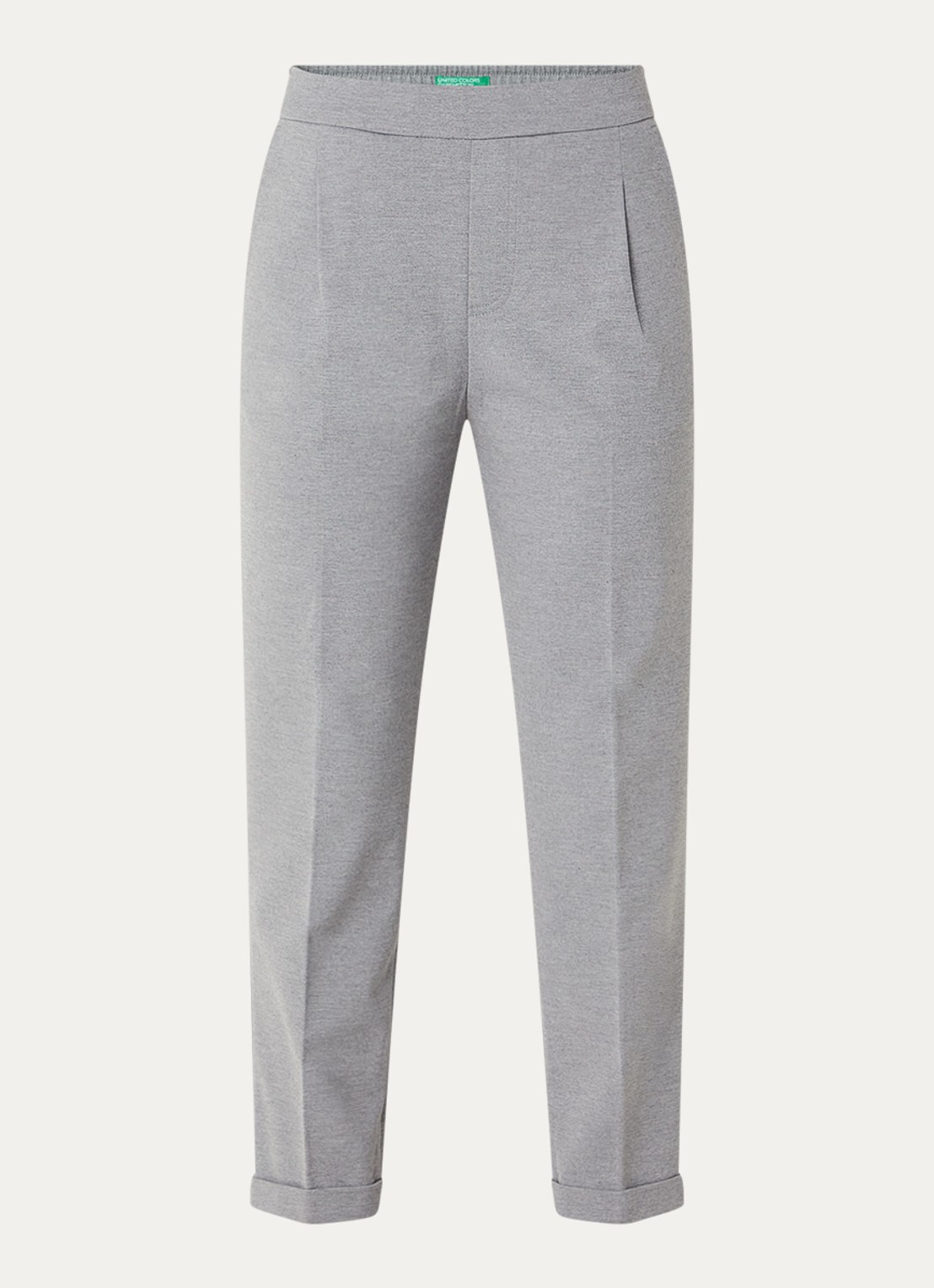 Benetton High waist tapered fit pantalon met steekzakken - voorkant 3 grijs