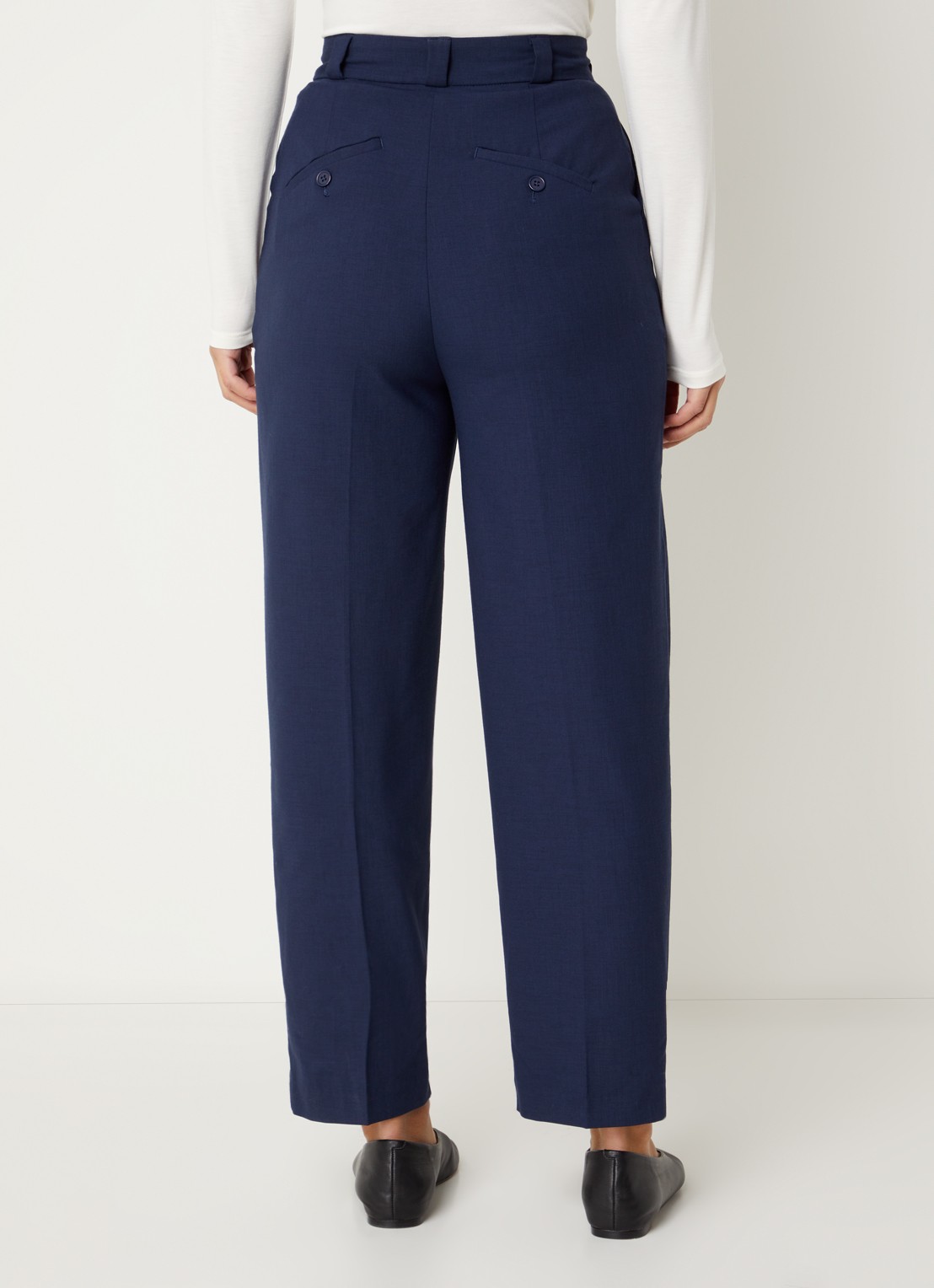 Benetton High waist tapered fit pantalon met steekzakken - achterkant 2 donkerblauw