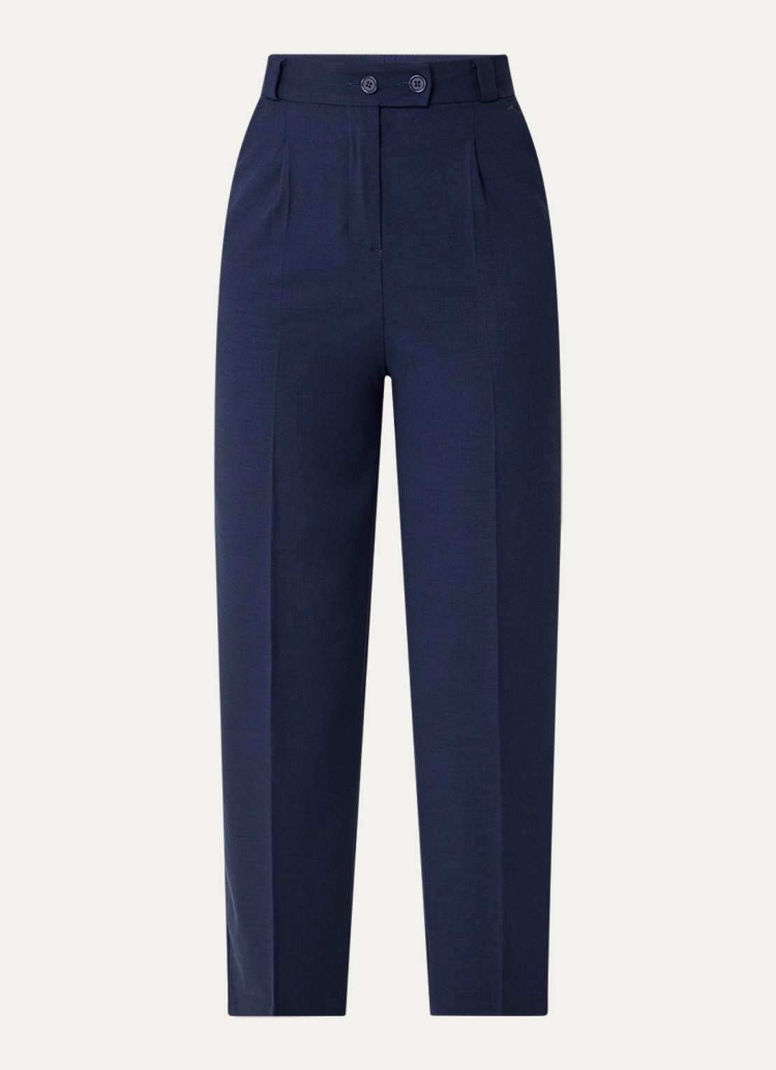 Benetton High waist tapered fit pantalon met steekzakken - voorkant 3 donkerblauw