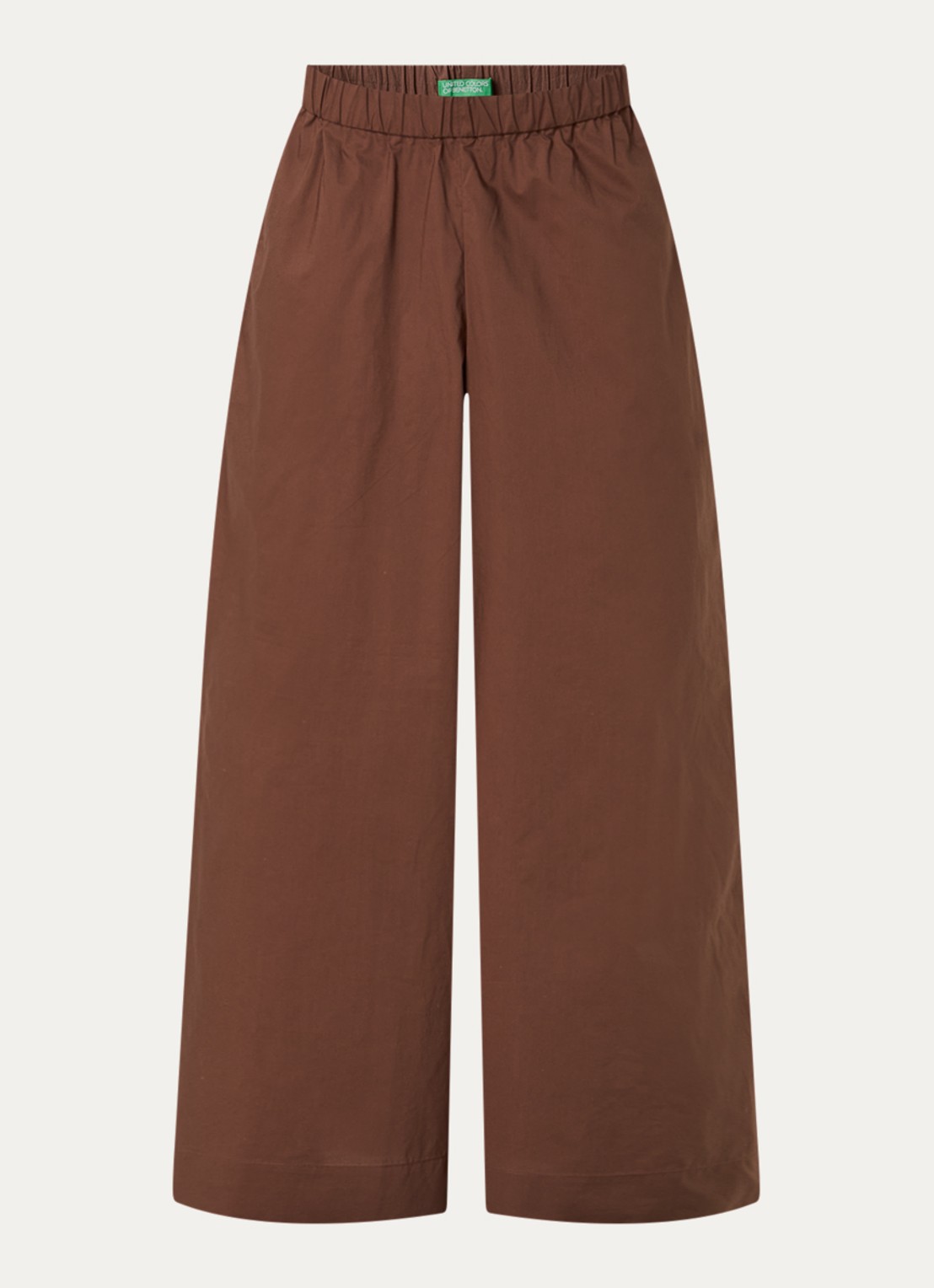 Benetton High waist wide fit broek met steekzakken - voorkant bruin