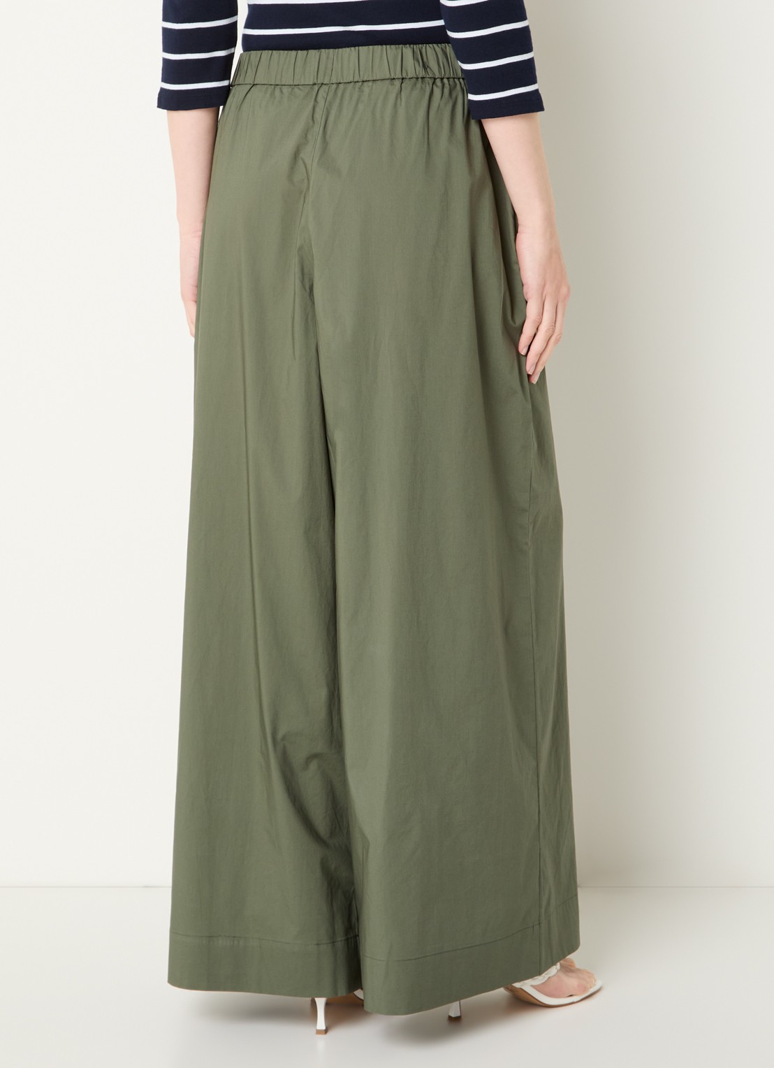 Benetton High waist wide fit broek met steekzakken - achterkant 4 bronsgroen