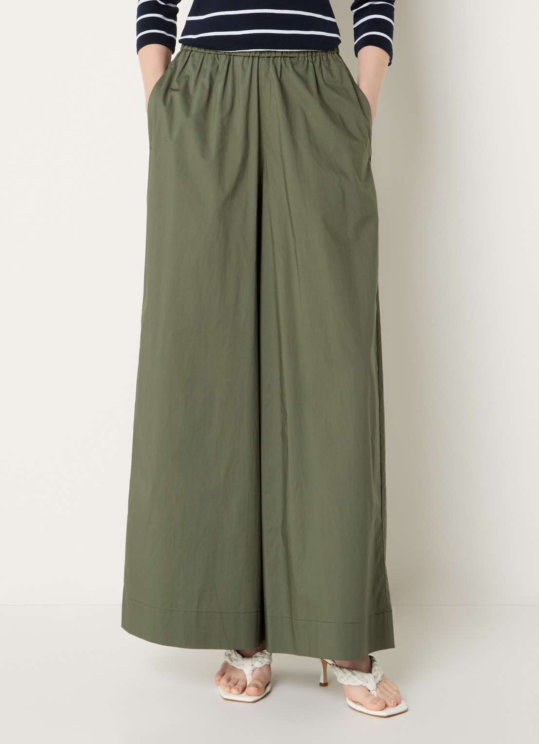 Benetton High waist wide fit broek met steekzakken - detail 3 bronsgroen