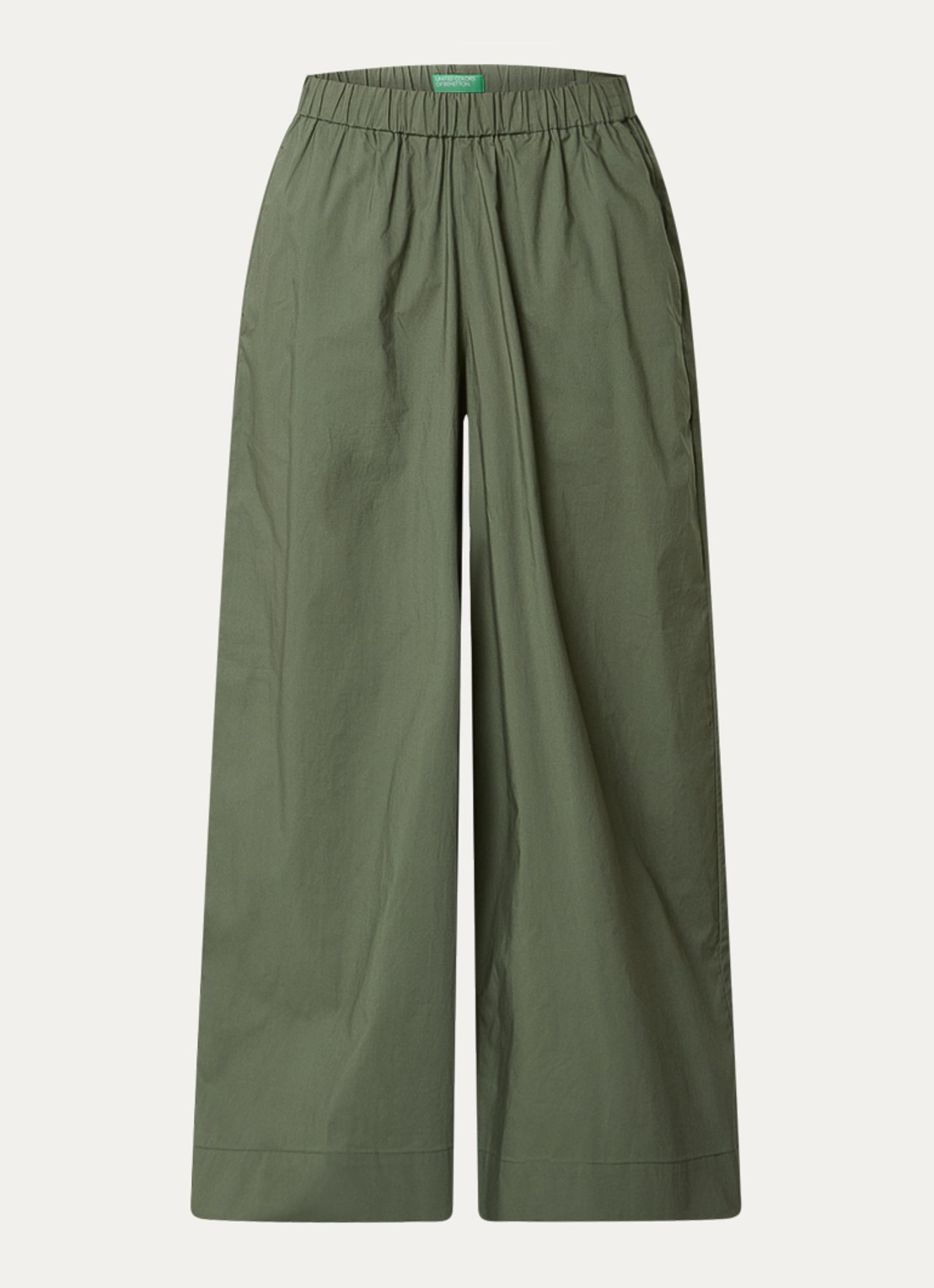 Benetton High waist wide fit broek met steekzakken - voorkant bronsgroen