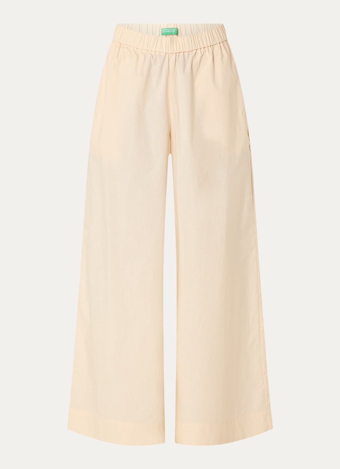 Benetton High waist wide fit broek met steekzakken - voorkant 2 creme