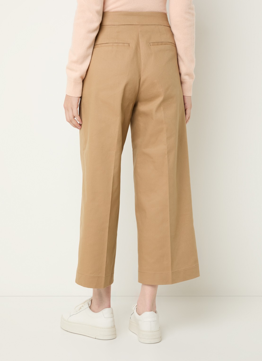 Benetton High waist wide fit cropped pantalon met steekzakken - achterkant 4 camel