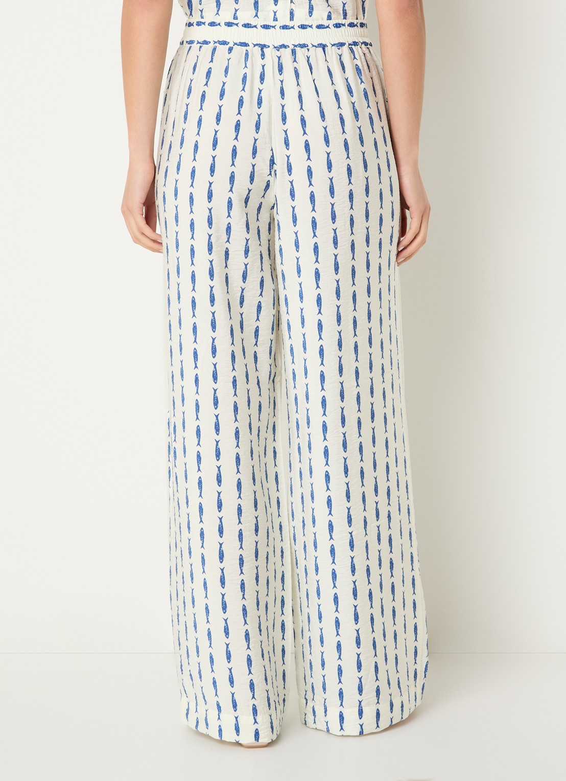 Benetton High waist wide fit pantalon met print - achterkant 4 indigo
