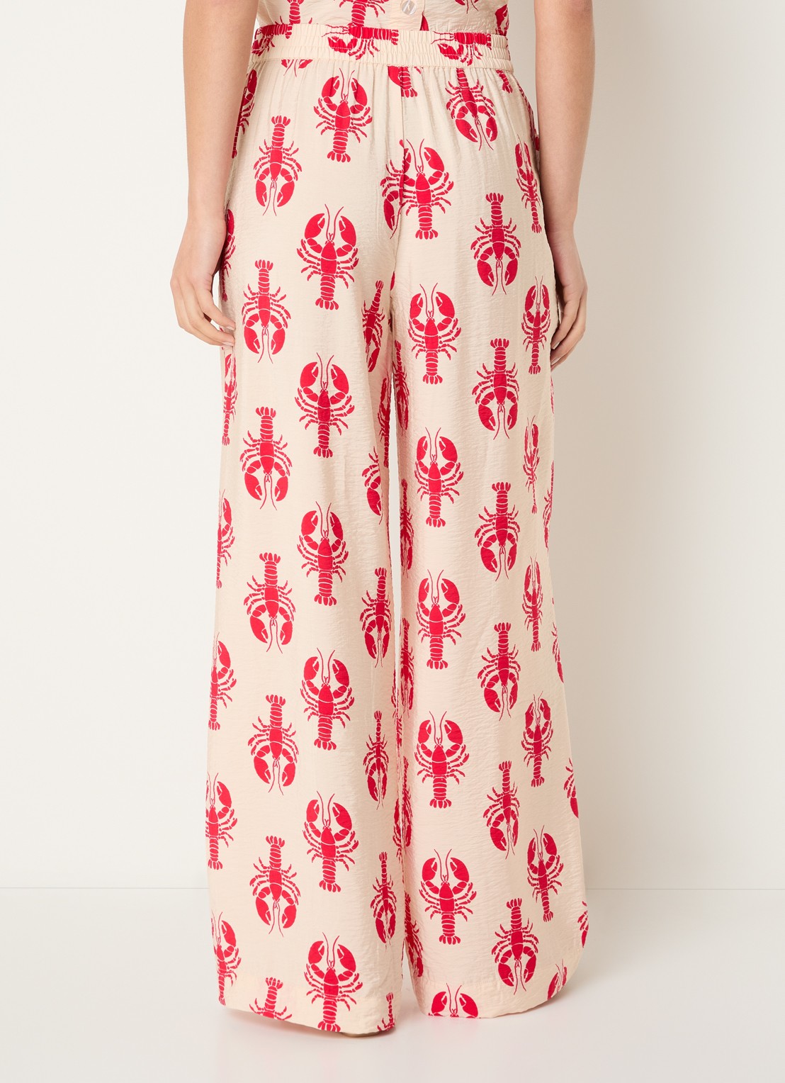 Benetton High waist wide fit pantalon met print - achterkant 2 rood