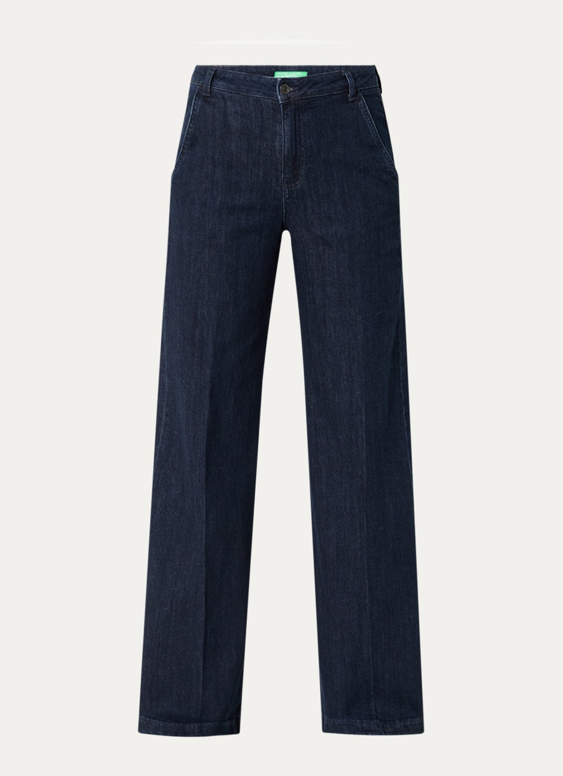 Benetton High waist wide fit pantalon met steekzakken - voorkant 3 donkerblauw