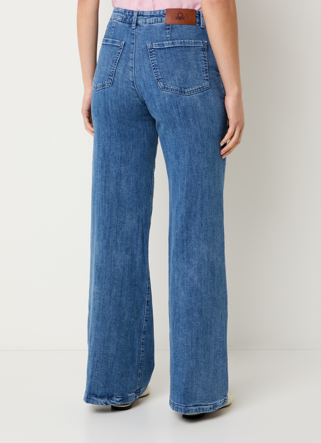 Benetton High waist wide fit pantalon met steekzakken - achterkant 4 lichtblauw