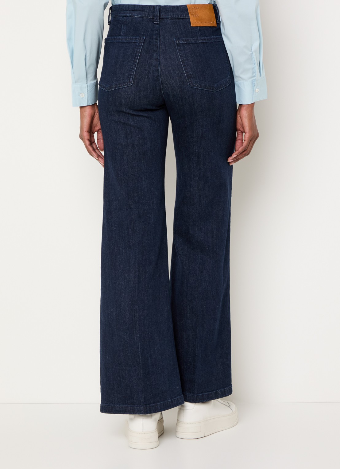 Benetton High waist wide fit pantalon met steekzakken - achterkant 4 indigo