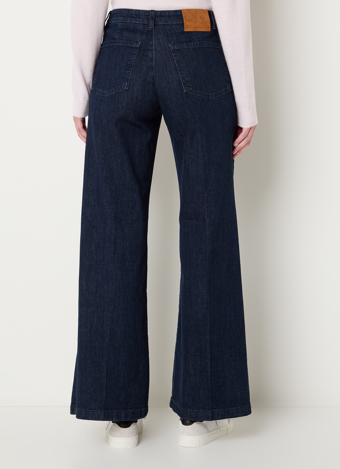 Benetton High waist wide fit pantalon met steekzakken - achterkant 4 staalblauw
