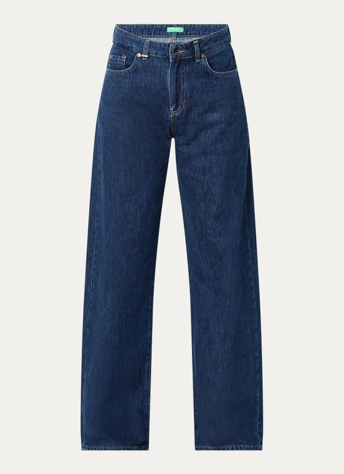 Benetton High waist wide leg jeans met donkere wassing - voorkant 2 indigo