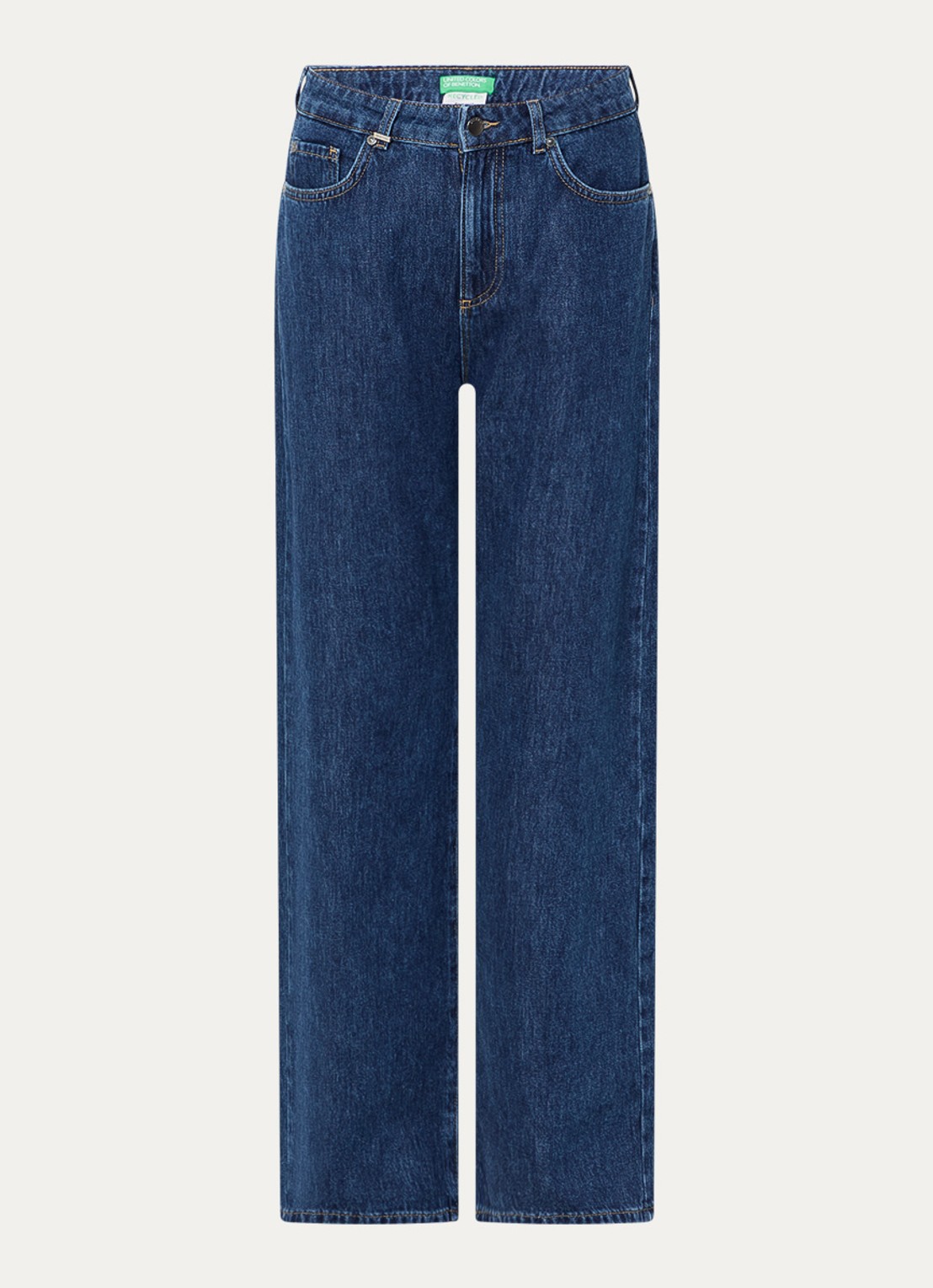 Benetton High waist wide leg jeans met donkere wassing - voorkant 4 jeans
