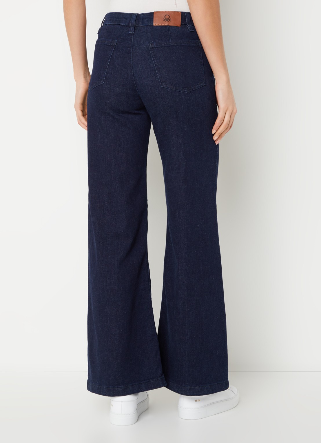 Benetton High waist wide leg jeans met stretch - achterkant donkerblauw