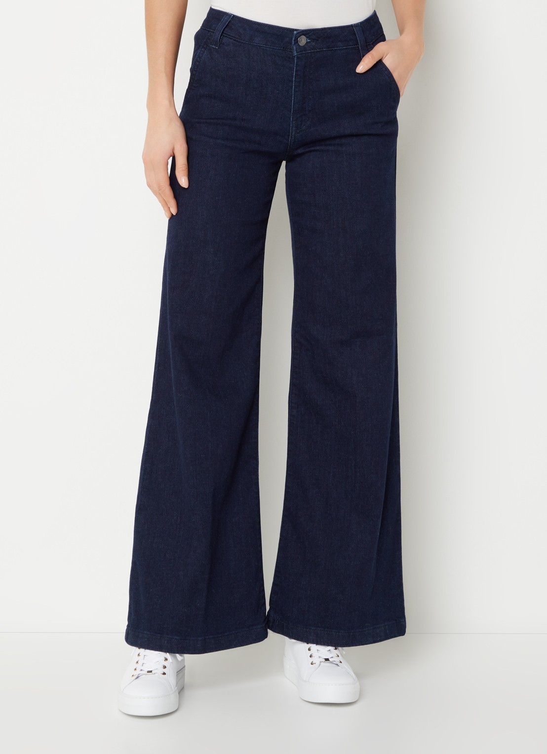 Benetton High waist wide leg jeans met stretch - detail 4 donkerblauw