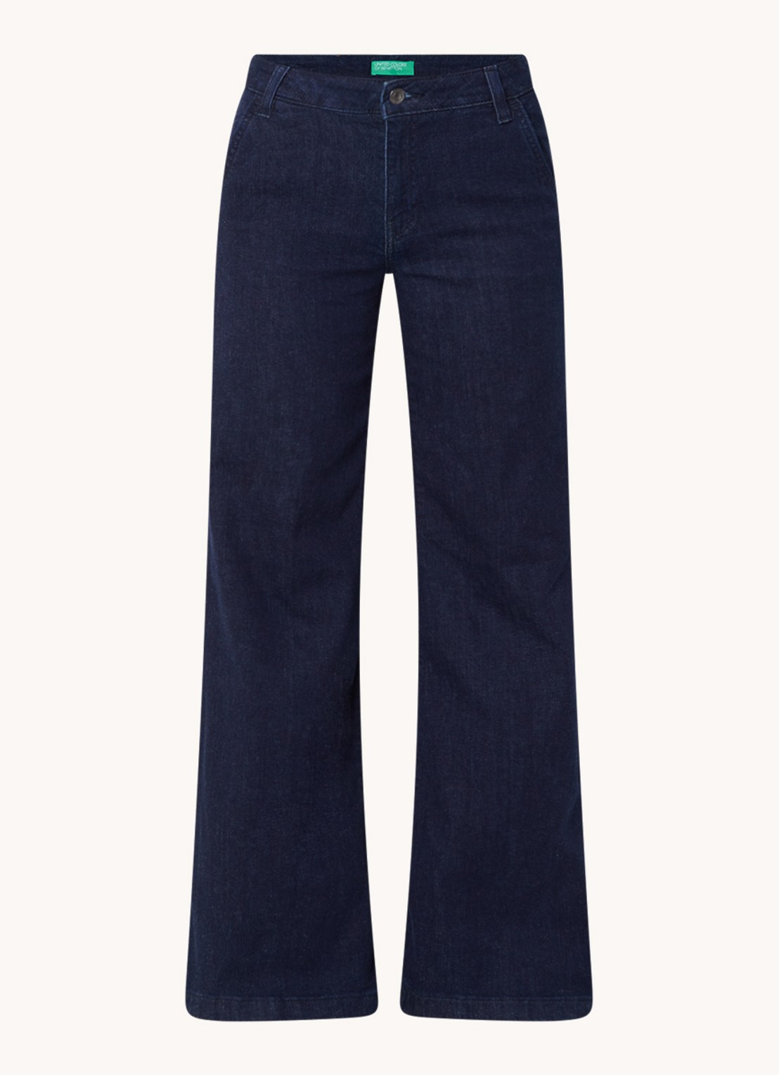 Benetton High waist wide leg jeans met stretch - voorkant 2 donkerblauw