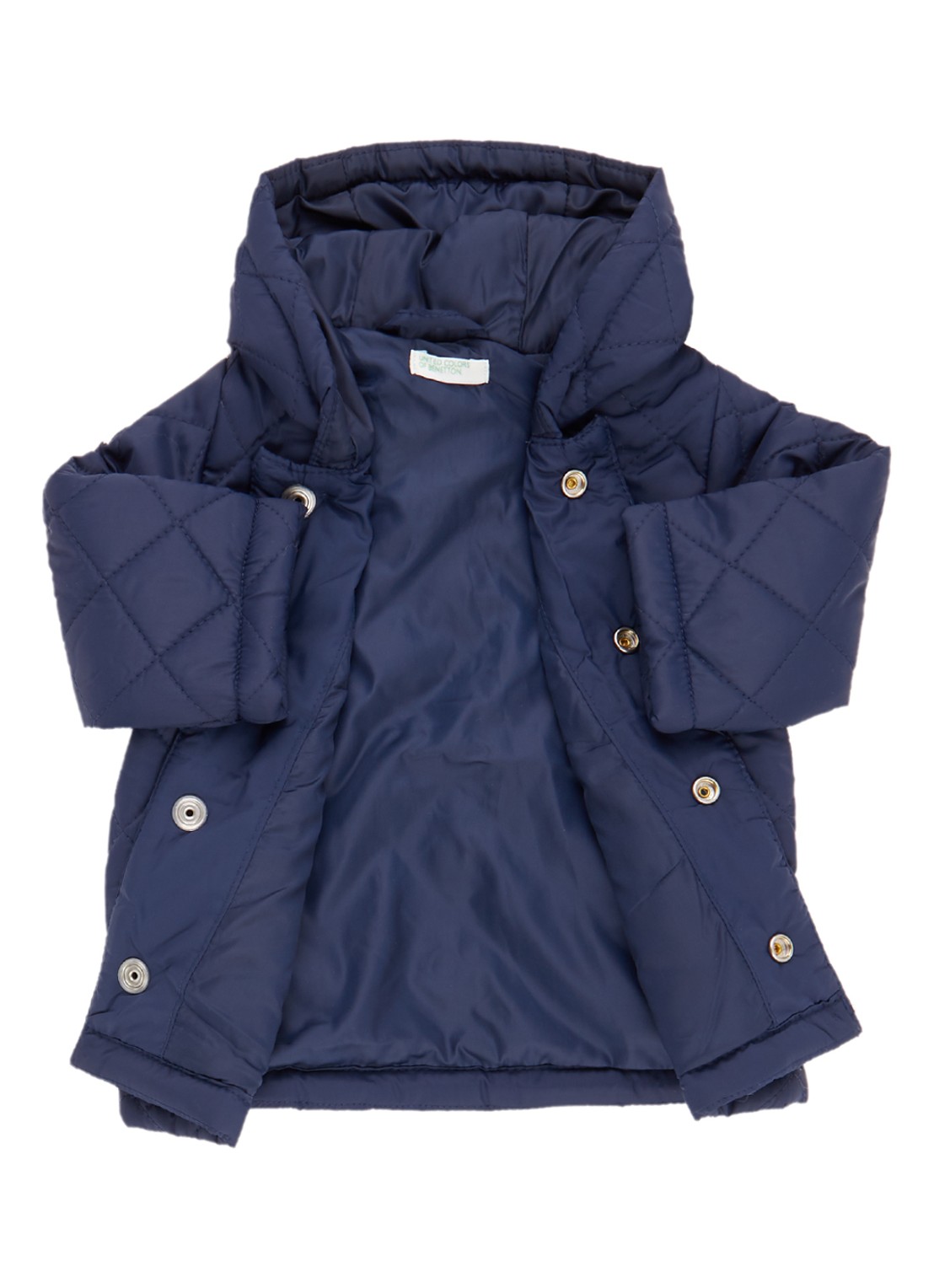 Benetton Jas met capuchon en quilt patroon - voorkant 2 donkerblauw