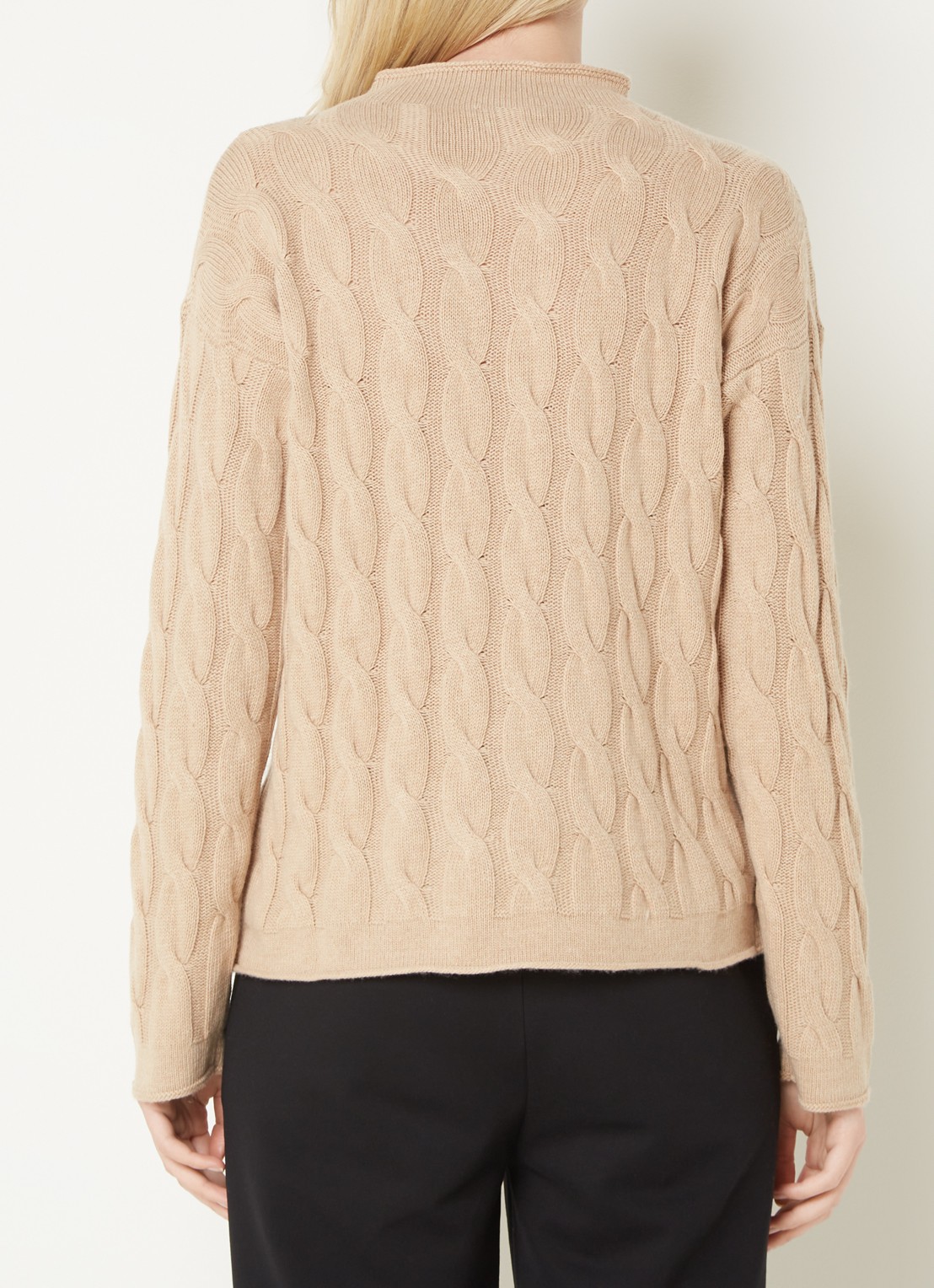 Benetton Kabelgebreide trui met col in kasjmierblend - achterkant 4 camel