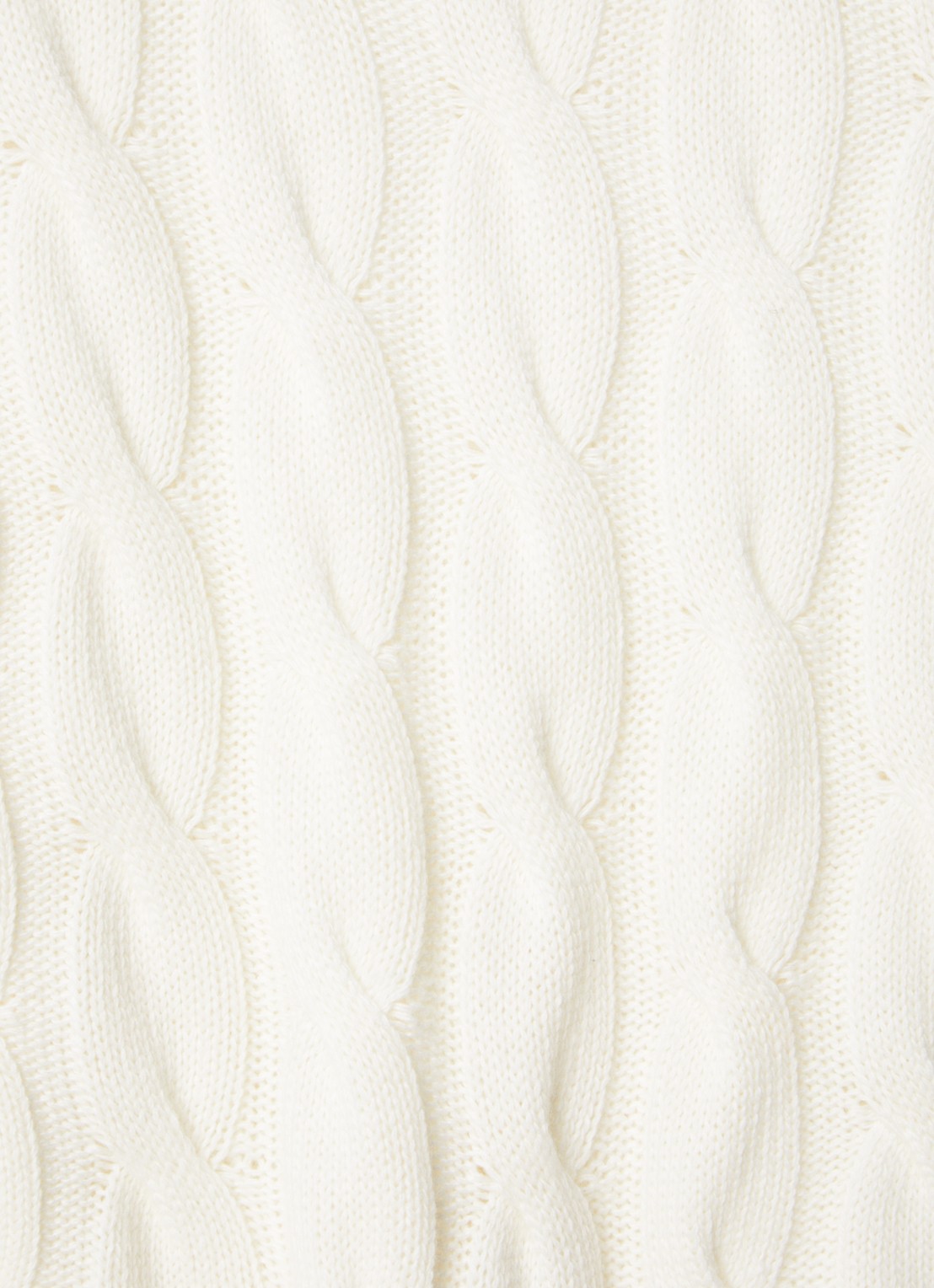 Benetton Kabelgebreide trui met col in kasjmierblend - detail 2 gebroken wit