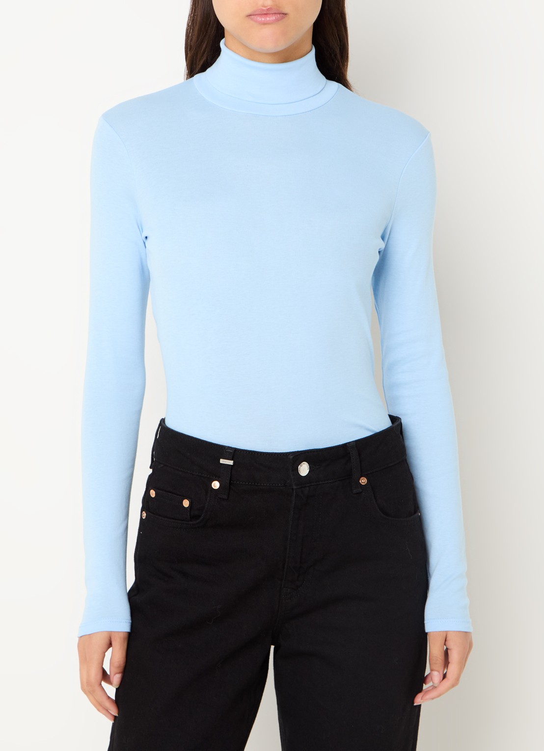 Benetton Longsleeve met col - detail 4 lichtblauw