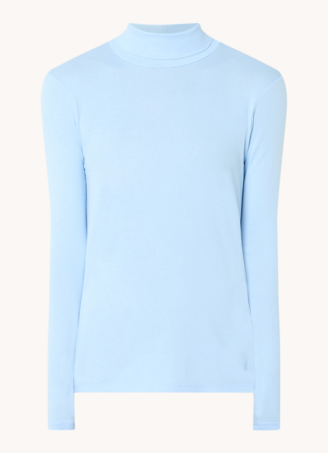 Benetton Longsleeve met col - voorkant lichtblauw