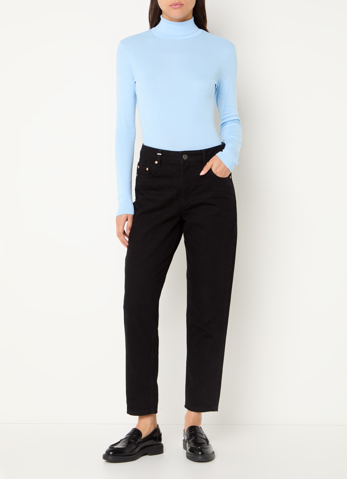 Benetton Longsleeve met col - voorkant 2 lichtblauw