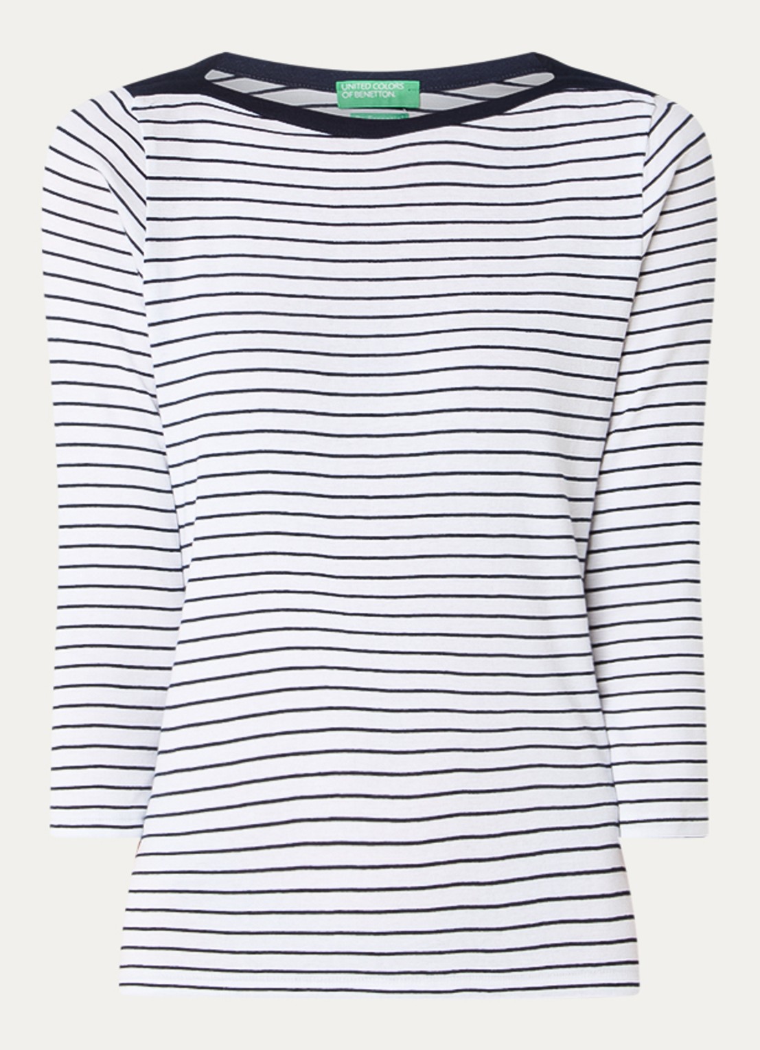 Benetton Longsleeve met streepprint - voorkant 2 wit