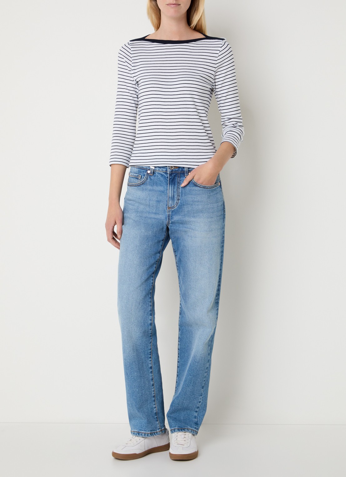 Benetton Longsleeve met streepprint - voorkant 3 wit