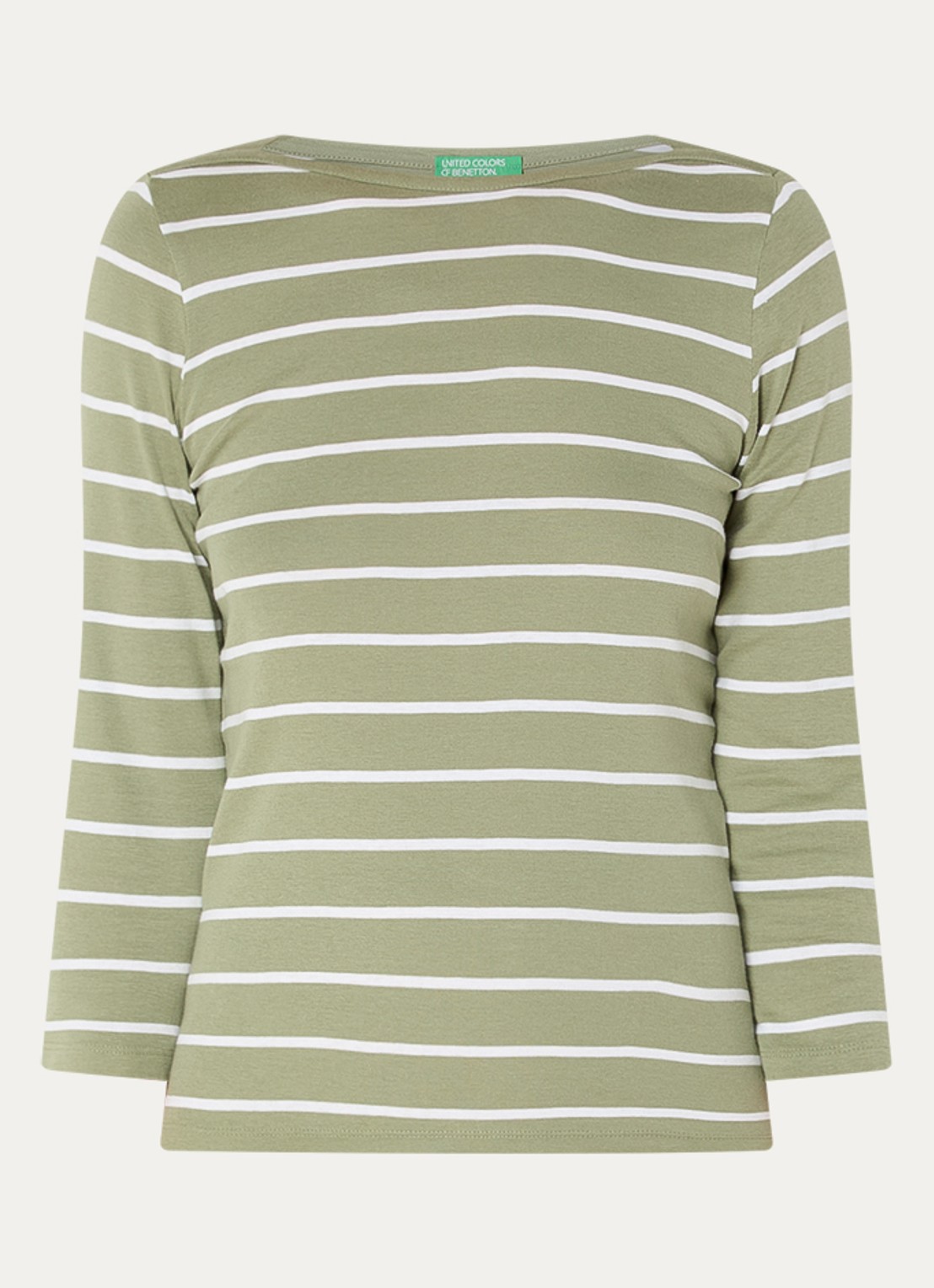 Benetton Longsleeve met streepprint - voorkant groen