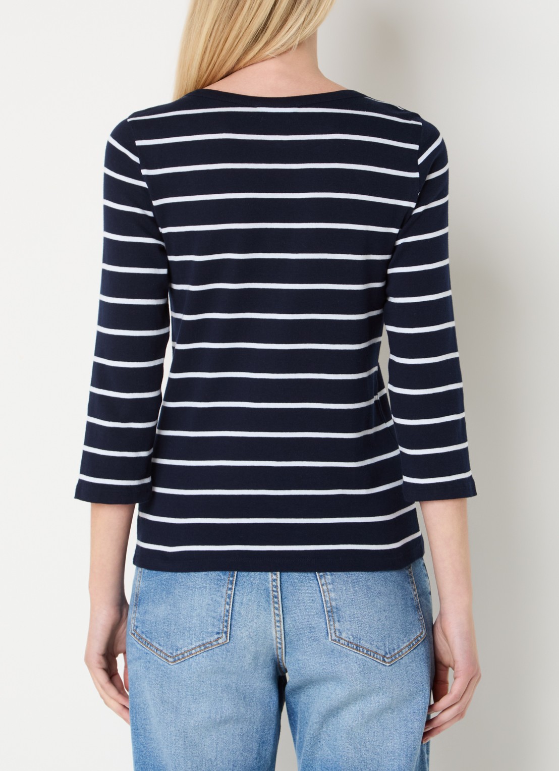 Benetton Longsleeve met streepprint - achterkant 2 donkerblauw
