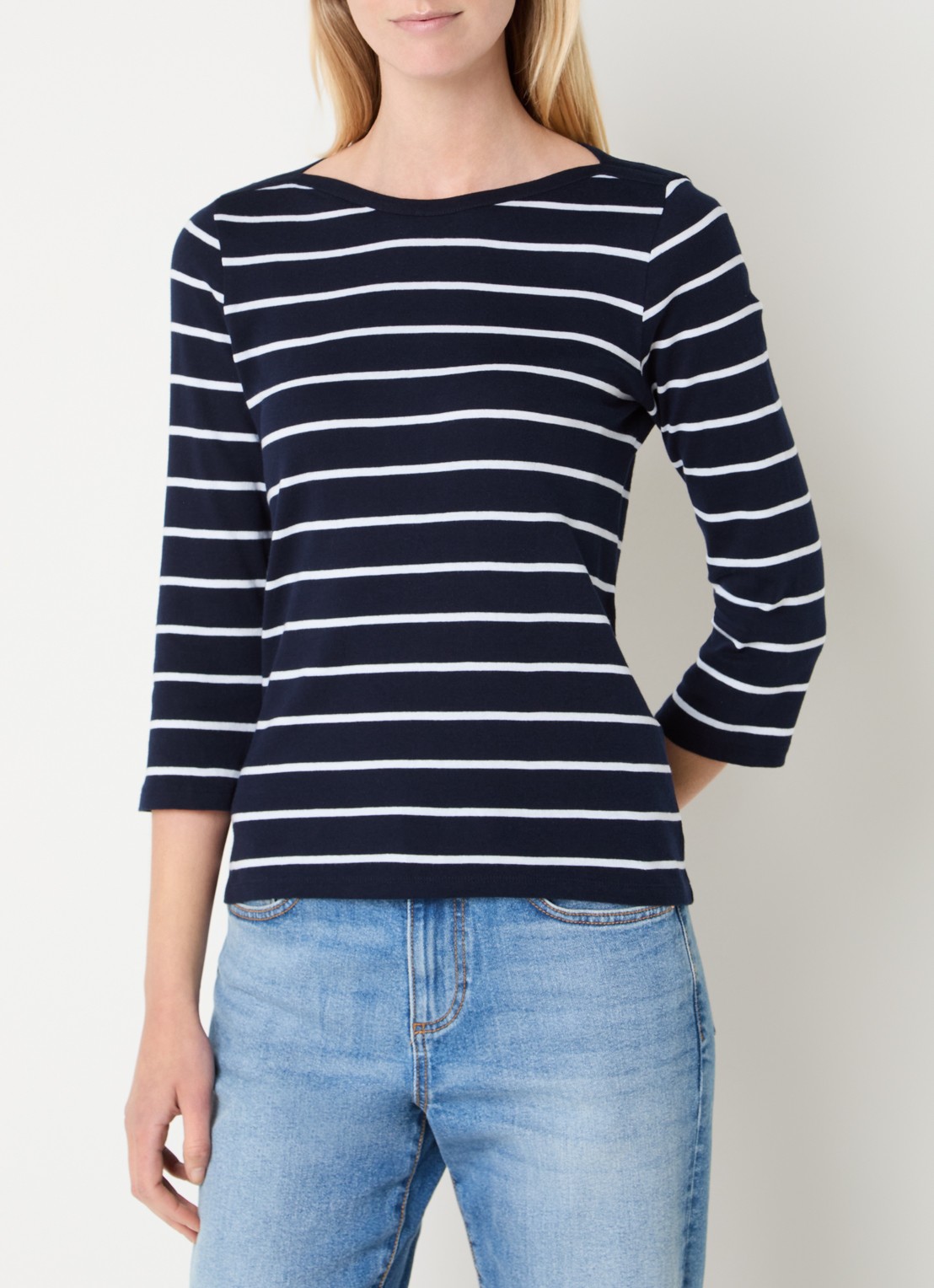 Benetton Longsleeve met streepprint - detail donkerblauw