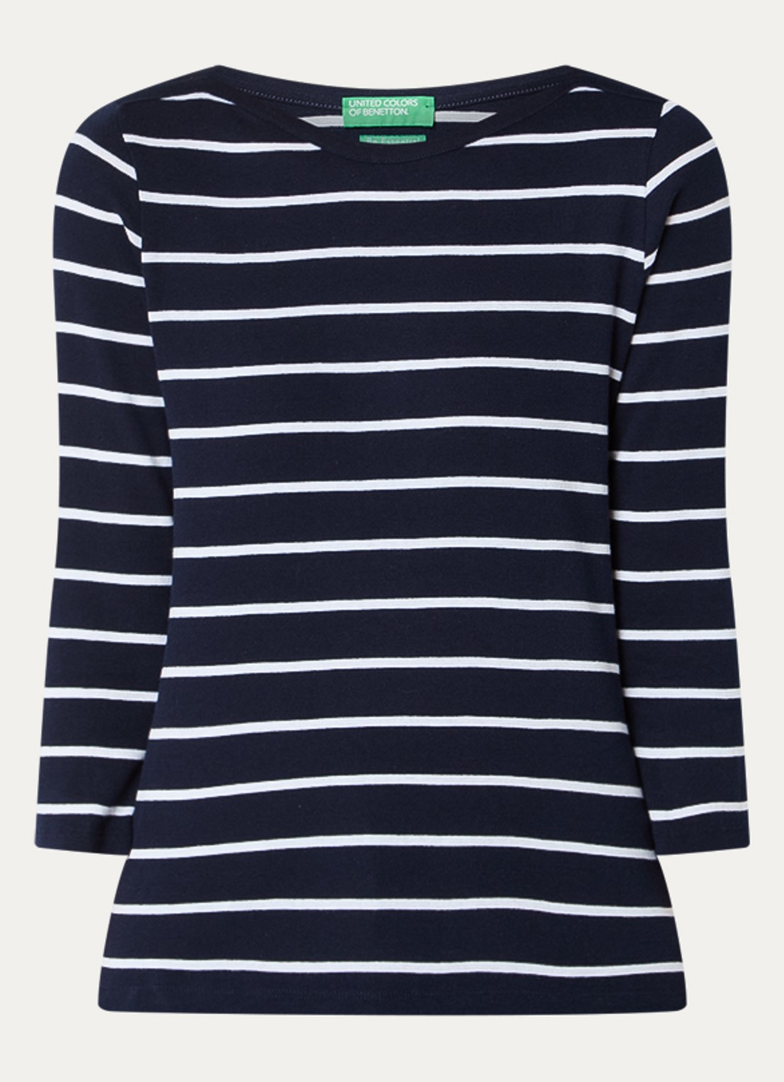 Benetton Longsleeve met streepprint - voorkant 3 donkerblauw