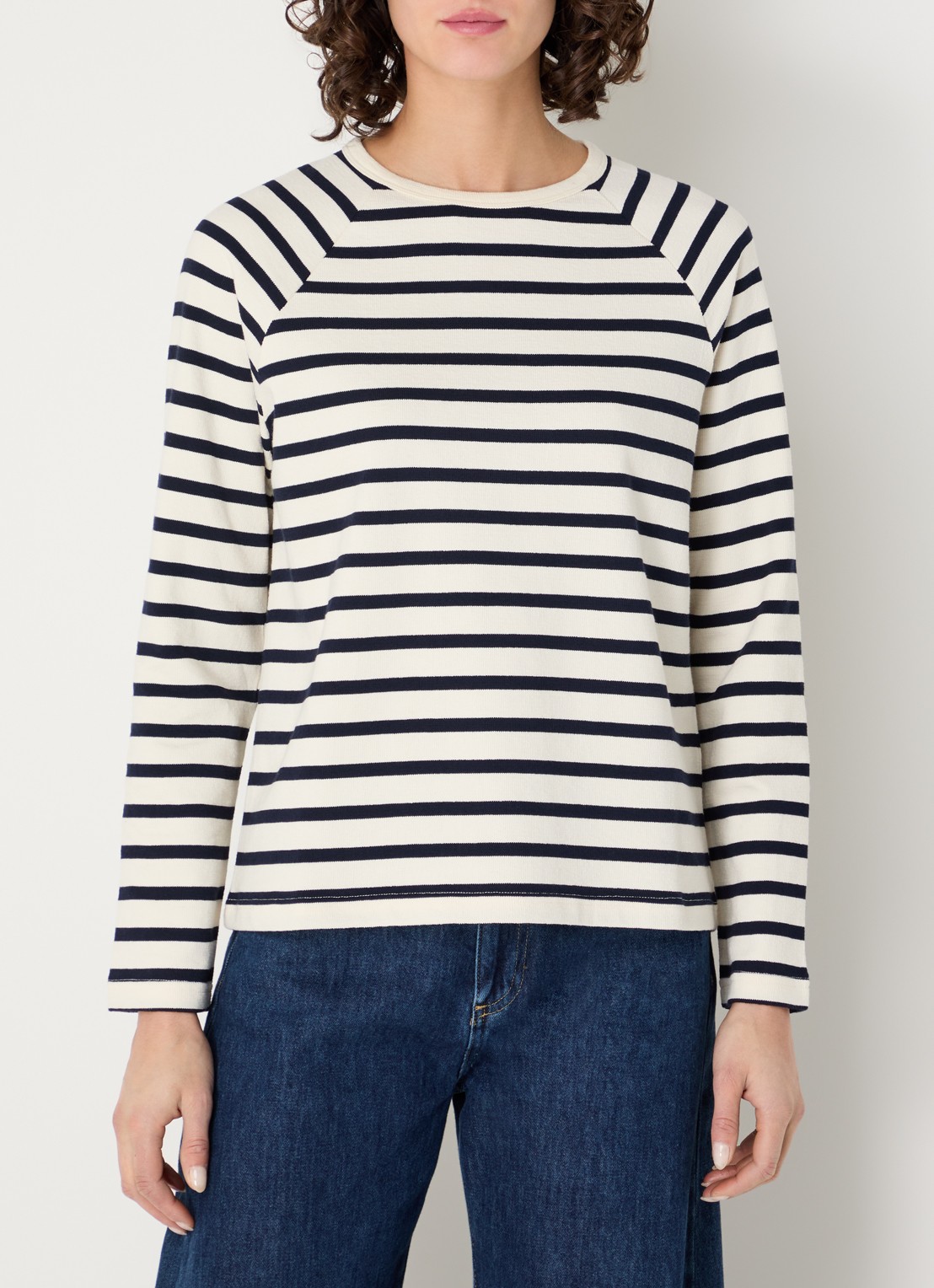Benetton Longsleeve met streepprint - detail 4 donkerblauw