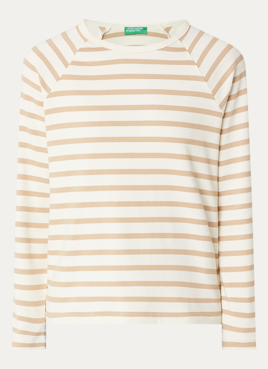 Benetton Longsleeve met streepprint - voorkant camel