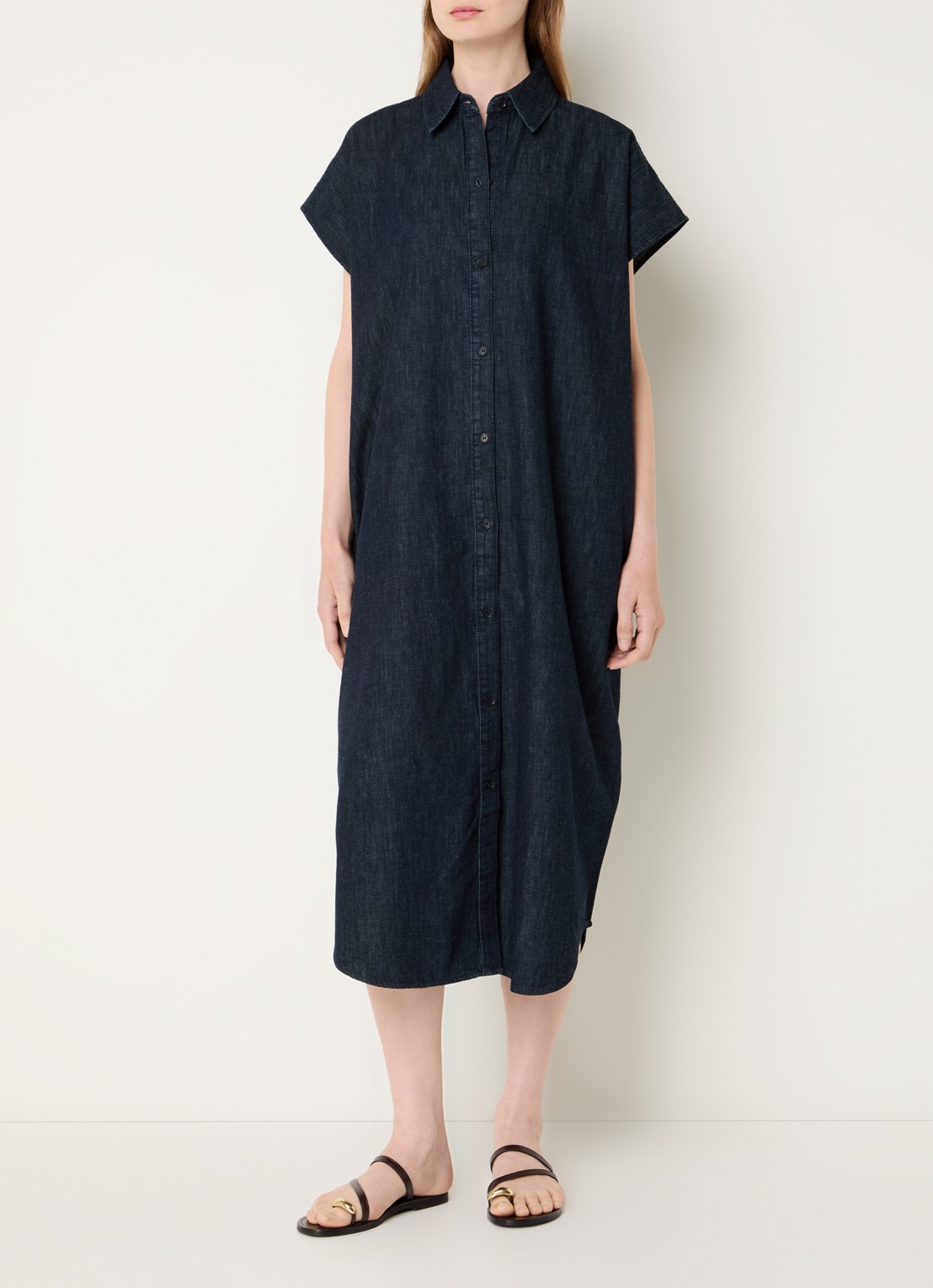 Benetton Maxi blousejurk van denim met steekzakken - detail 3 indigo
