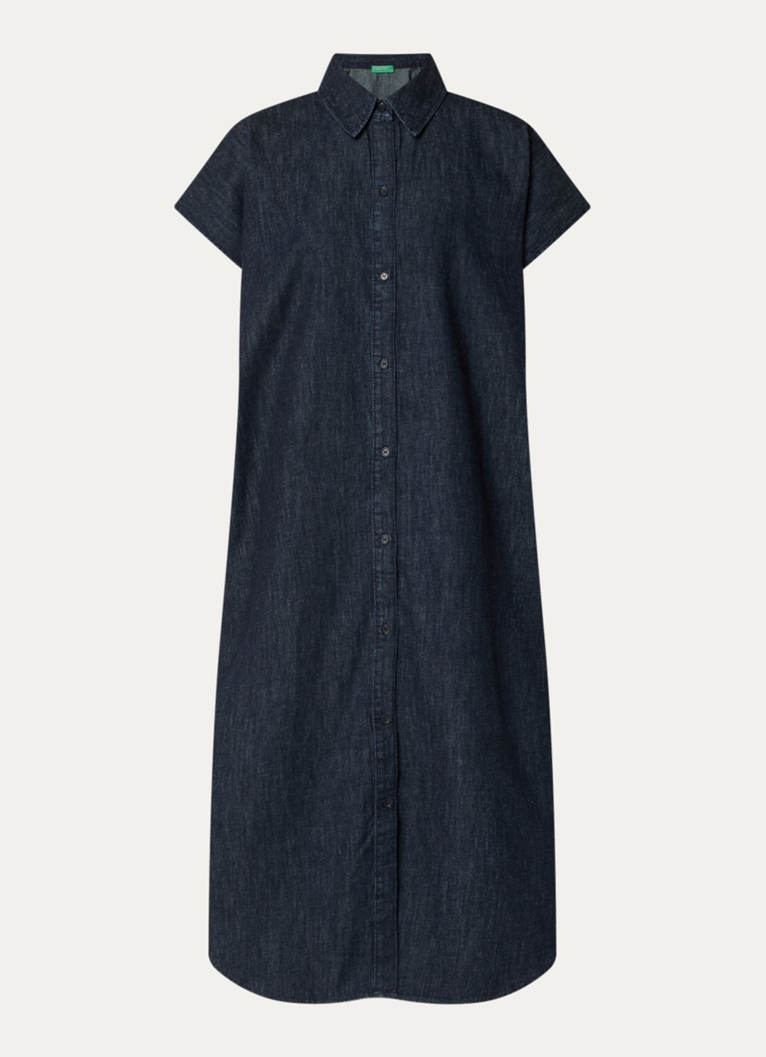 Benetton Maxi blousejurk van denim met steekzakken - voorkant indigo