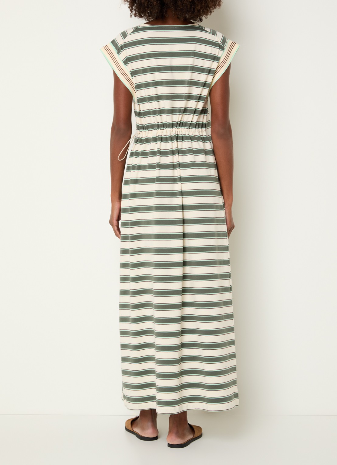 Benetton Maxi T-shirt jurk met streepprint  - achterkant groen