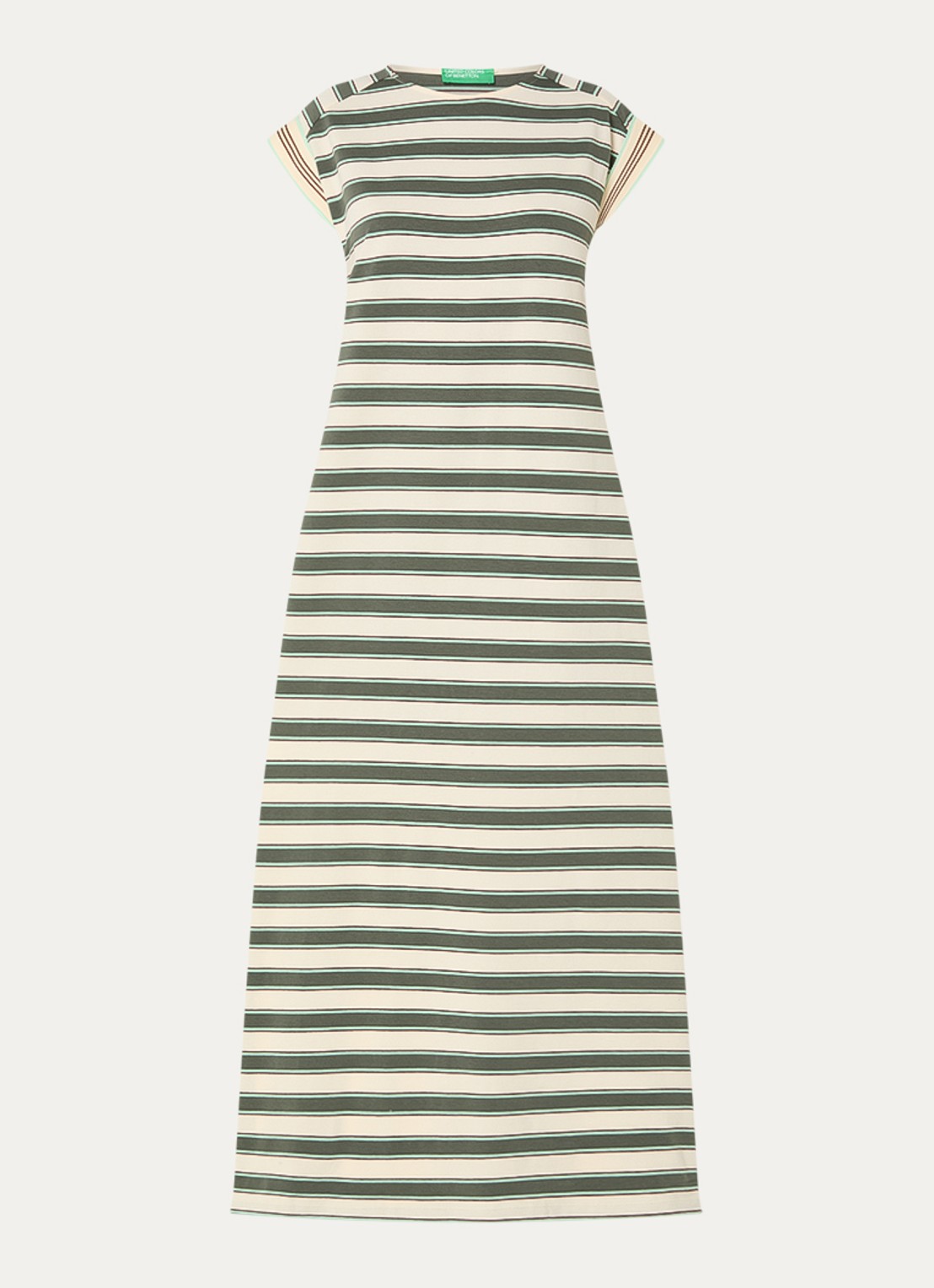 Benetton Maxi T-shirt jurk met streepprint  - voorkant 2 groen
