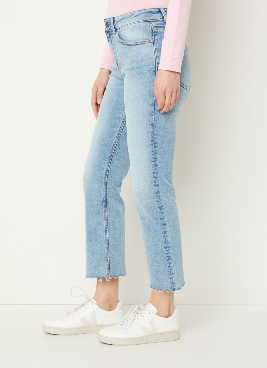 Benetton Mid waist cropped bootcut jeans met steekzakken - detail 4 lichtblauw