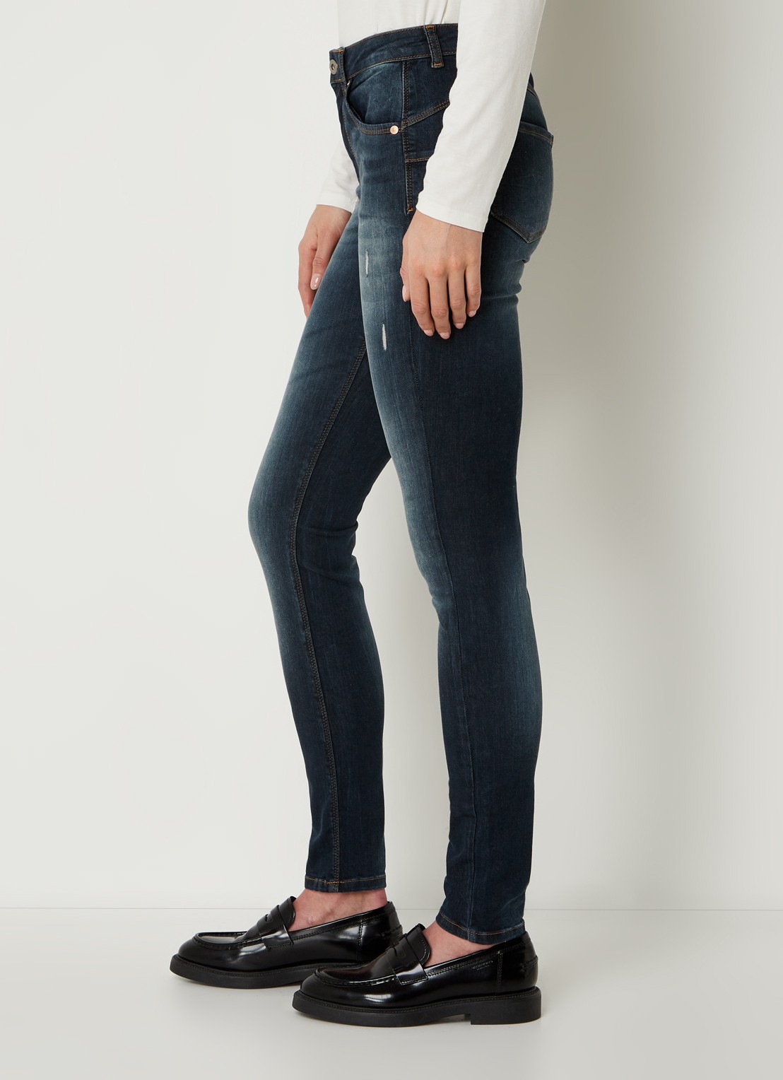 Benetton Mid waist skinny jeans met stretch - detail 5 middenblauw