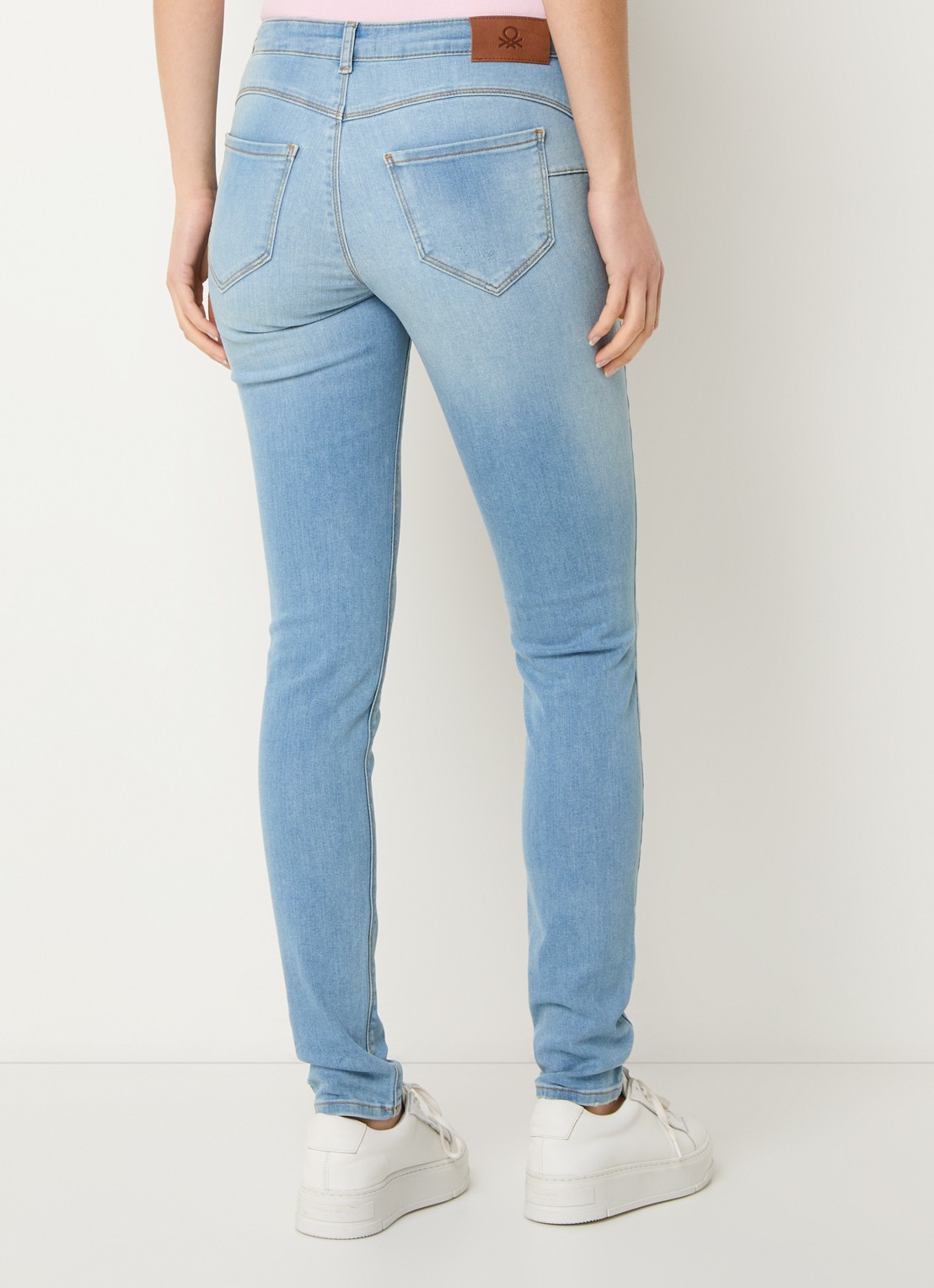 Benetton Mid waist skinny jeans met stretch - achterkant lichtblauw