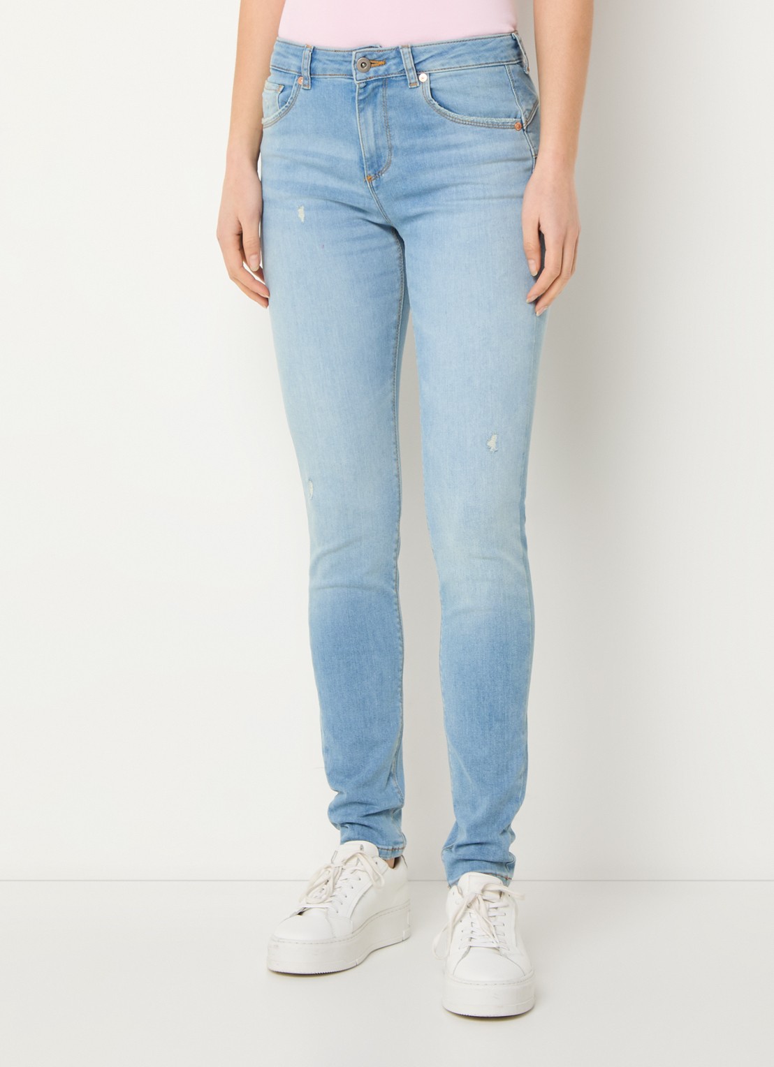 Benetton Mid waist skinny jeans met stretch - detail 4 lichtblauw
